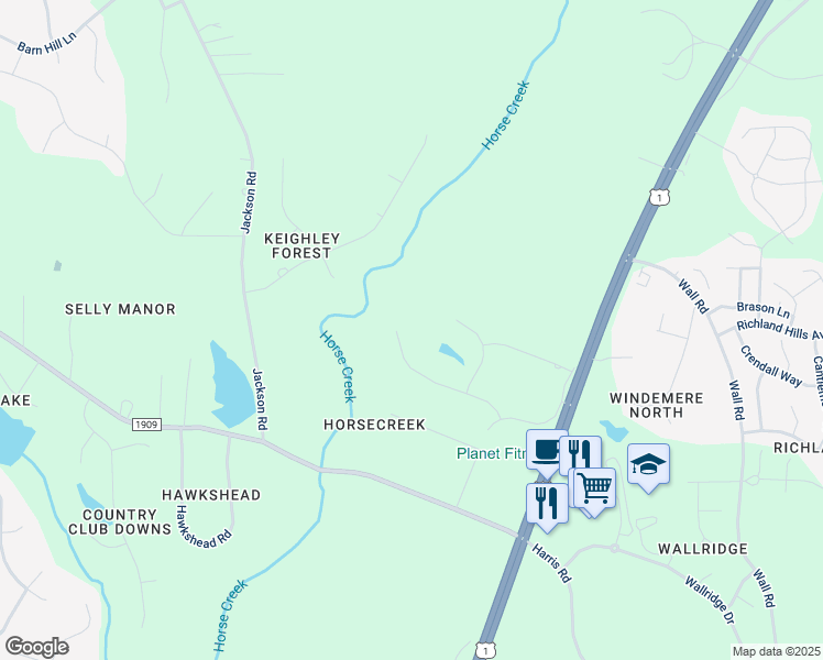 map of restaurants, bars, coffee shops, grocery stores, and more near 3621 Legato Lane in Wake Forest