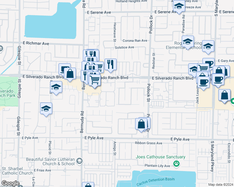 map of restaurants, bars, coffee shops, grocery stores, and more near 9801 Bradford Summit Street in Las Vegas