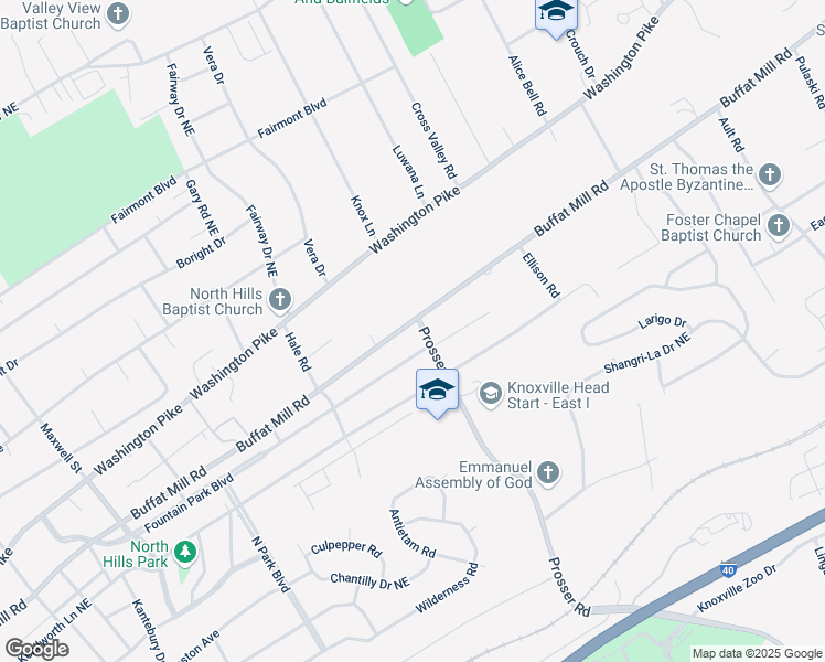 map of restaurants, bars, coffee shops, grocery stores, and more near 3500 Buffat Mill Road in Knoxville