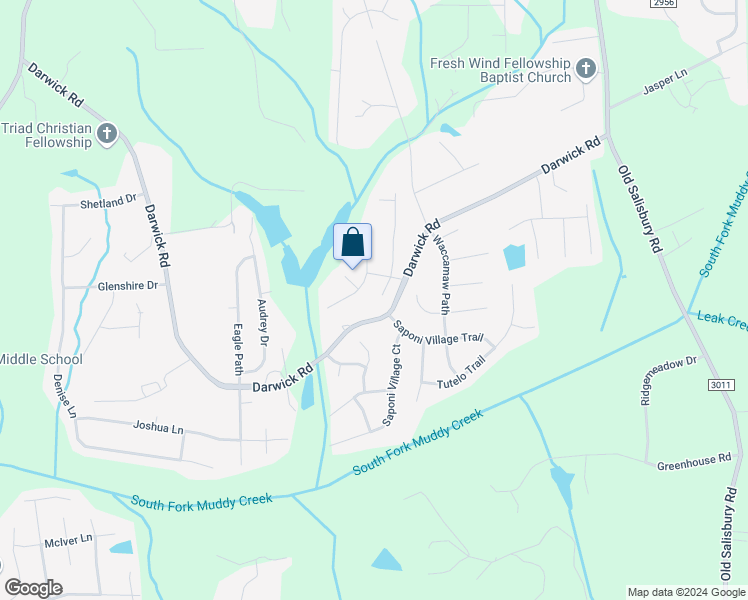 map of restaurants, bars, coffee shops, grocery stores, and more near 2123 Craver Meadows Drive in Winston-Salem