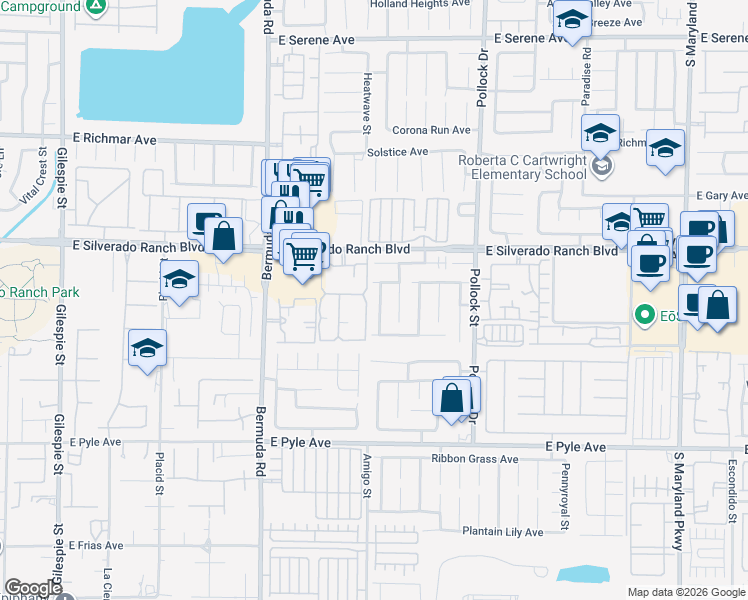 map of restaurants, bars, coffee shops, grocery stores, and more near 9801 Bradford Summit Street in Las Vegas