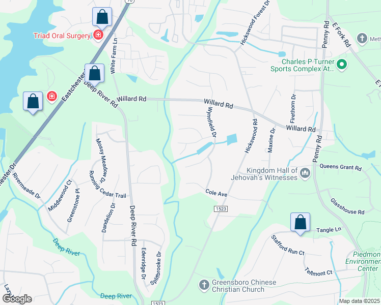 map of restaurants, bars, coffee shops, grocery stores, and more near 3710 Apple Orchard Cove in High Point