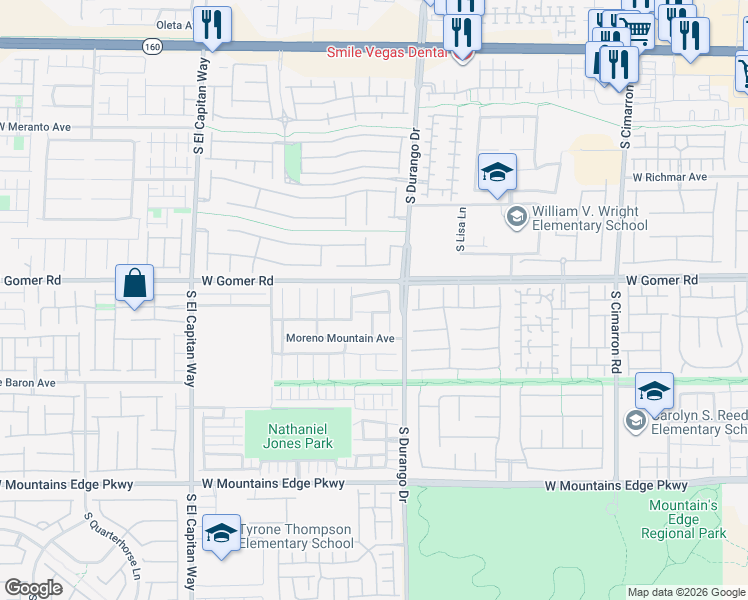 map of restaurants, bars, coffee shops, grocery stores, and more near 8640 Arcata Coast Avenue in Las Vegas