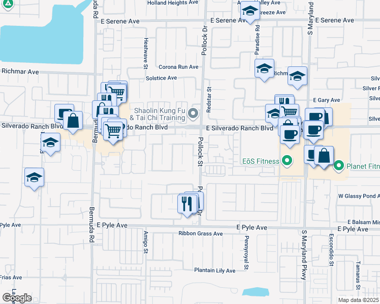 map of restaurants, bars, coffee shops, grocery stores, and more near 9761 Del Mar Heights Street in Las Vegas