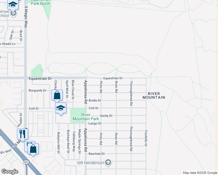 map of restaurants, bars, coffee shops, grocery stores, and more near 1570 Albino Drive in Henderson