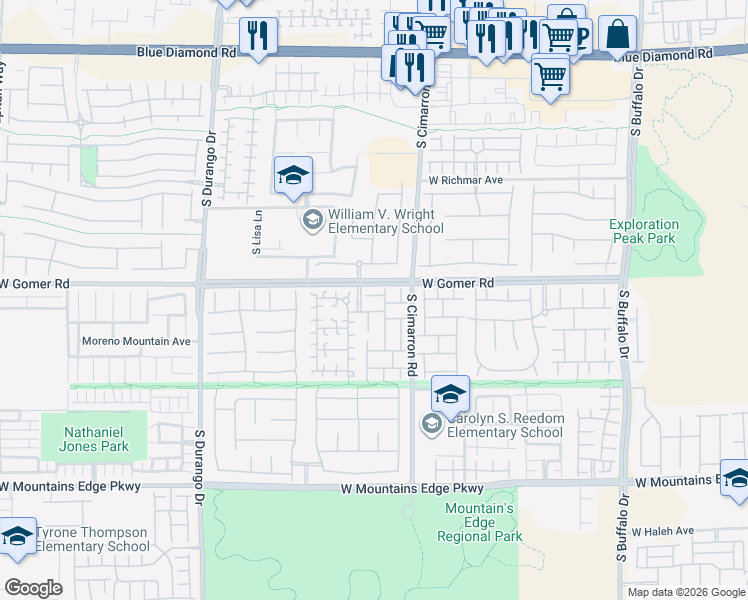 map of restaurants, bars, coffee shops, grocery stores, and more near 8252 Settlers Inn Court in Las Vegas