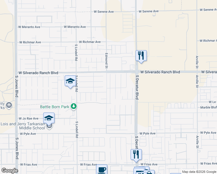 map of restaurants, bars, coffee shops, grocery stores, and more near 9771 Panther Hollow Street in Las Vegas