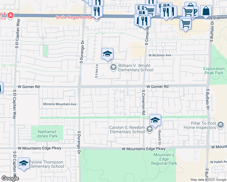 map of restaurants, bars, coffee shops, grocery stores, and more near 9703 Aleutian Street in Las Vegas