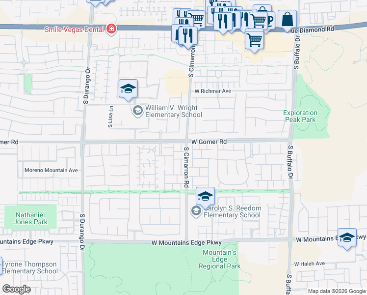 map of restaurants, bars, coffee shops, grocery stores, and more near 9724 Skiers Chalet Court in Las Vegas