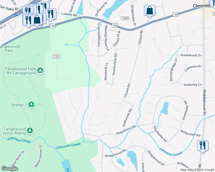 map of restaurants, bars, coffee shops, grocery stores, and more near 115 Livingstone Court in Clemmons
