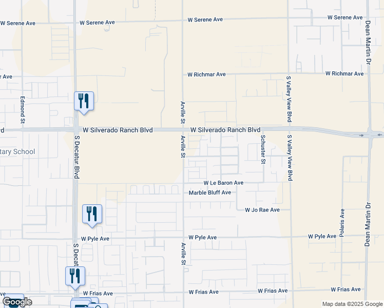 map of restaurants, bars, coffee shops, grocery stores, and more near 4366 West Landberg Avenue in Las Vegas