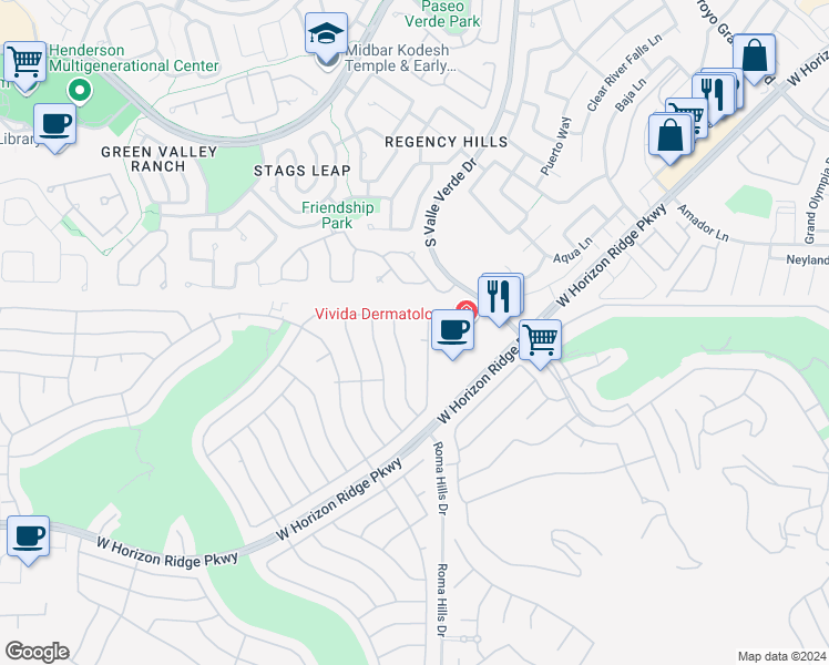 map of restaurants, bars, coffee shops, grocery stores, and more near 1984 Joy View Lane in Henderson