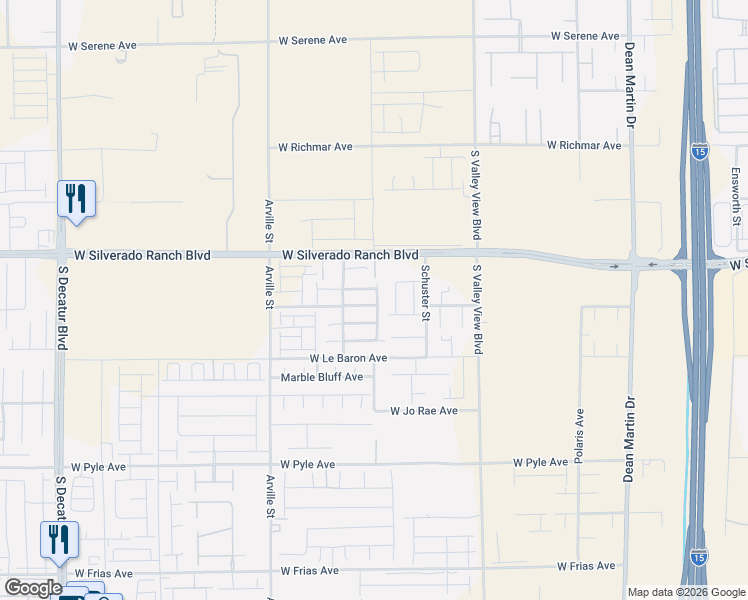 map of restaurants, bars, coffee shops, grocery stores, and more near 4112 West Landberg Avenue in Las Vegas
