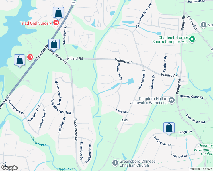 map of restaurants, bars, coffee shops, grocery stores, and more near 3710 Apple Orchard Cove in High Point