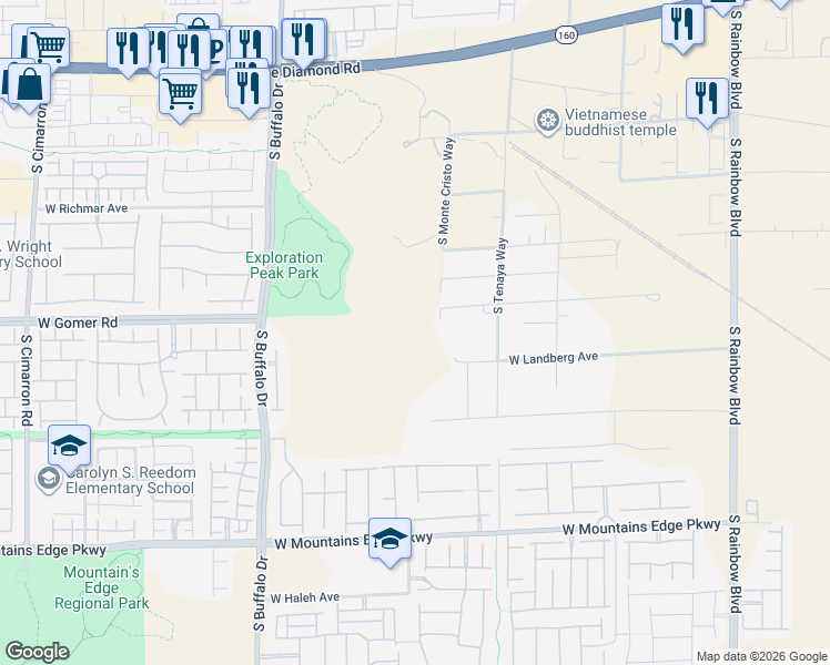 map of restaurants, bars, coffee shops, grocery stores, and more near 4330 South Valley View Boulevard in Las Vegas