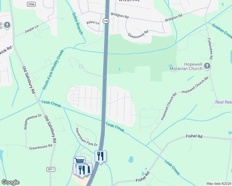 map of restaurants, bars, coffee shops, grocery stores, and more near 3929 Parkview Court in Winston-Salem