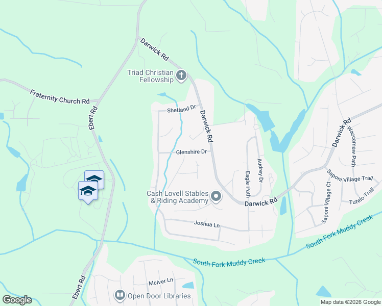 map of restaurants, bars, coffee shops, grocery stores, and more near 3150 Glenshire Drive in Winston-Salem