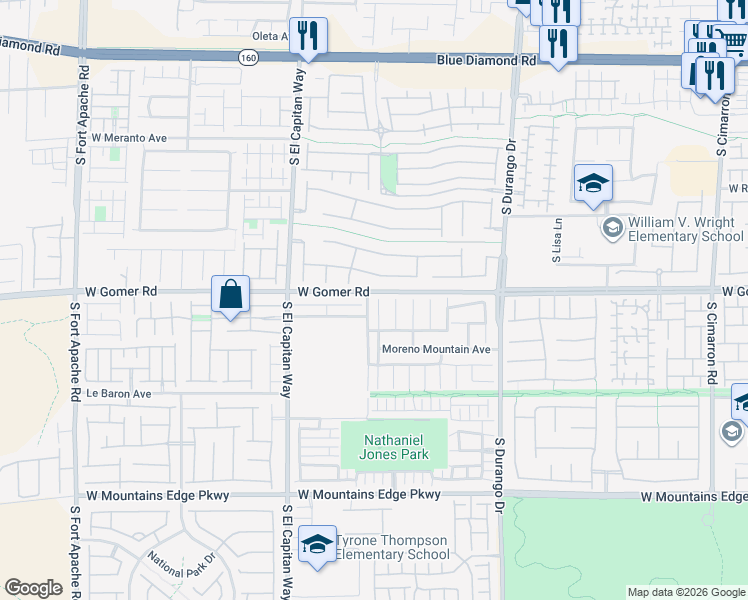map of restaurants, bars, coffee shops, grocery stores, and more near 9711 Maspalomas Street in Las Vegas