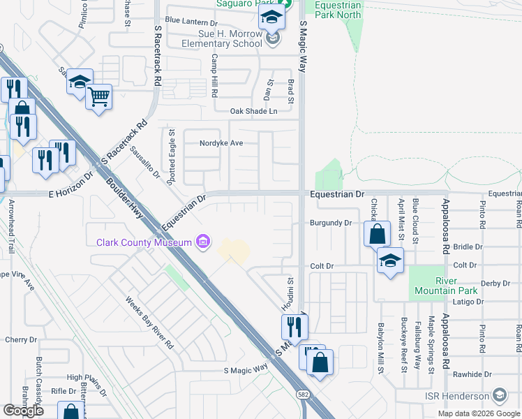 map of restaurants, bars, coffee shops, grocery stores, and more near 1820 Pendleton Ridge Street in Henderson
