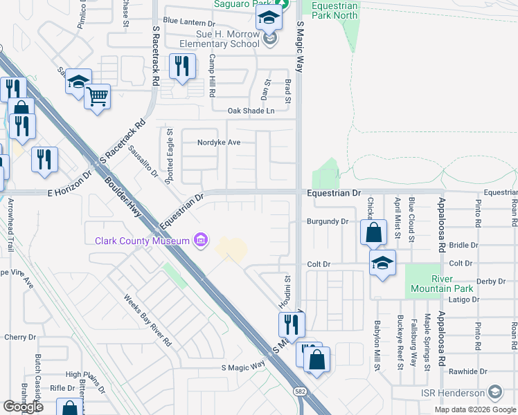 map of restaurants, bars, coffee shops, grocery stores, and more near 1820 Pendleton Ridge Street in Henderson