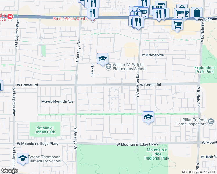 map of restaurants, bars, coffee shops, grocery stores, and more near 9703 Aleutian Street in Las Vegas