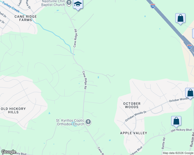 map of restaurants, bars, coffee shops, grocery stores, and more near 5892 Cane Ridge Road in Nashville