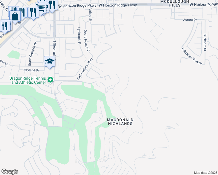 map of restaurants, bars, coffee shops, grocery stores, and more near 1236 Starview Peak Court in Henderson