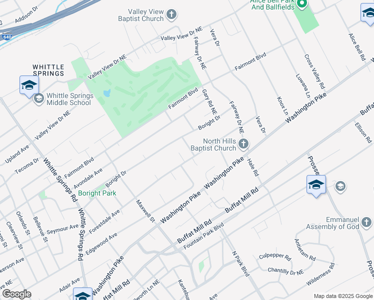 map of restaurants, bars, coffee shops, grocery stores, and more near 102 View Road in Knoxville