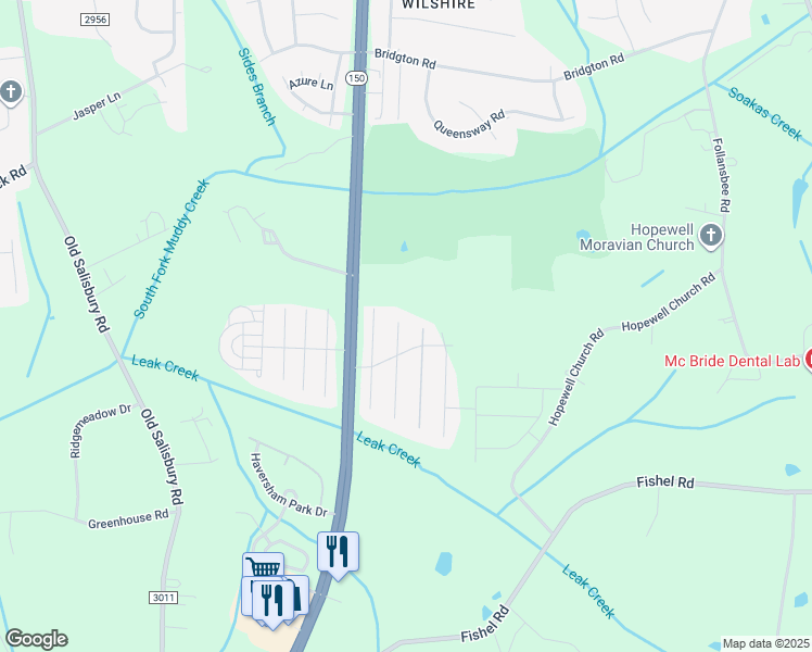 map of restaurants, bars, coffee shops, grocery stores, and more near 3929 Parkview Court in Winston-Salem