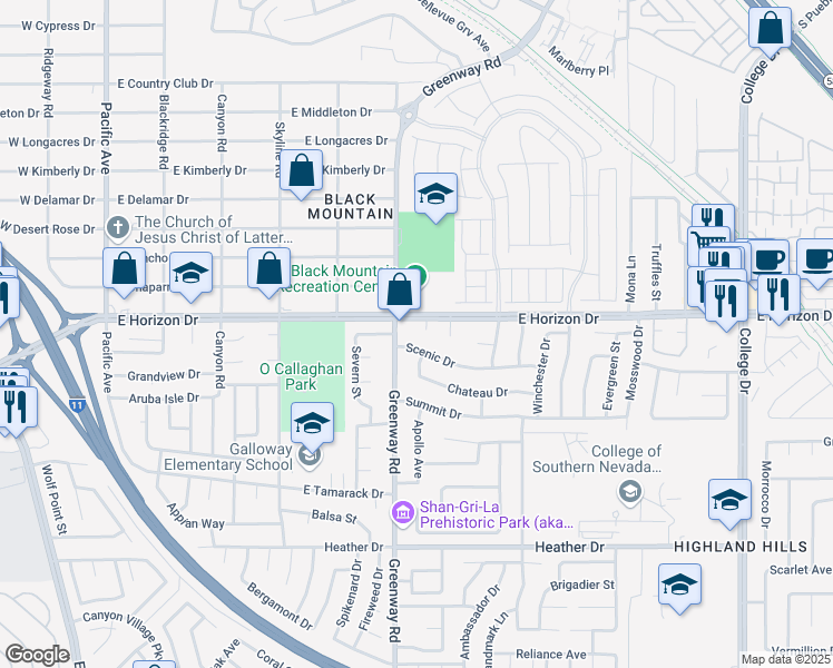 map of restaurants, bars, coffee shops, grocery stores, and more near 604 Jade Circle in Henderson