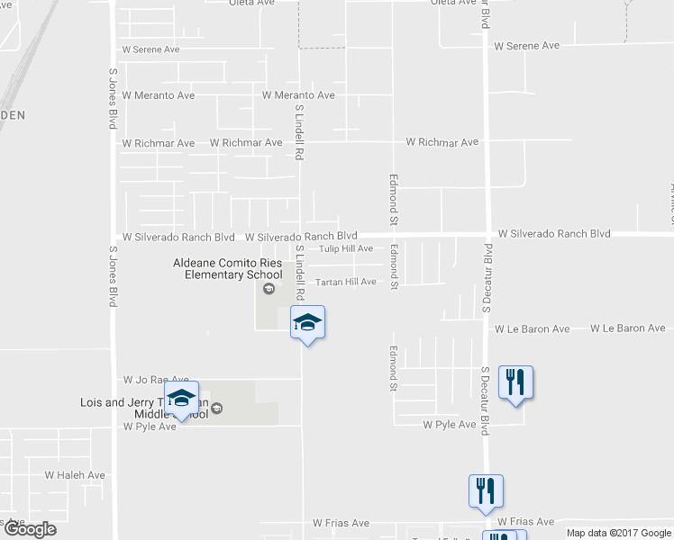 map of restaurants, bars, coffee shops, grocery stores, and more near 5397 Ledgewood Creek Avenue in Las Vegas