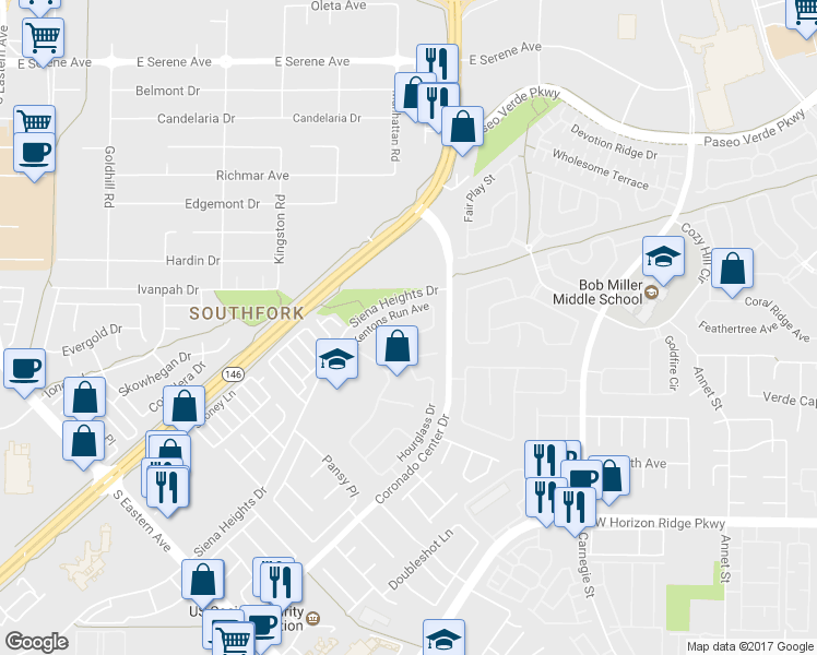 map of restaurants, bars, coffee shops, grocery stores, and more near 690 Vineland Avenue in Henderson