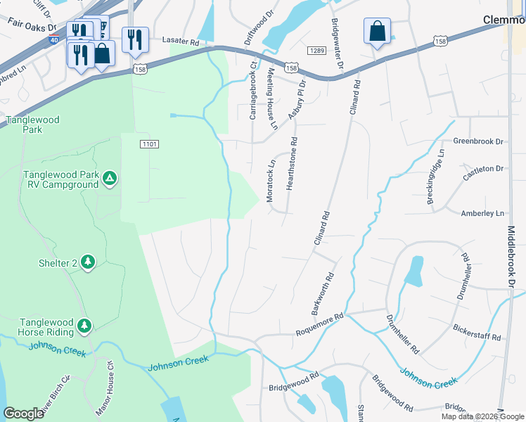map of restaurants, bars, coffee shops, grocery stores, and more near 115 Livingstone Court in Clemmons