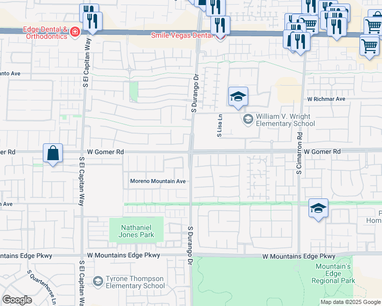 map of restaurants, bars, coffee shops, grocery stores, and more near S Durango Dr & W Gomer in Enterprise