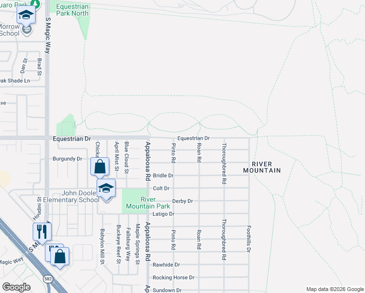 map of restaurants, bars, coffee shops, grocery stores, and more near 1570 Albino Drive in Henderson