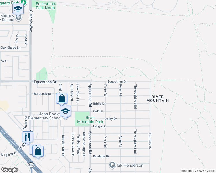 map of restaurants, bars, coffee shops, grocery stores, and more near 1541 Albino Drive in Henderson