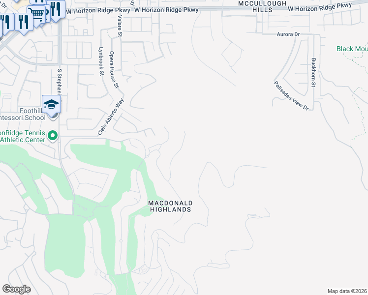 map of restaurants, bars, coffee shops, grocery stores, and more near 386 Tranquil Peak Court in Henderson