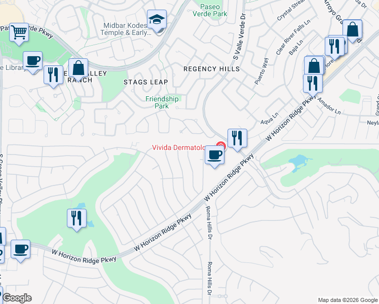 map of restaurants, bars, coffee shops, grocery stores, and more near 1995 Poppywood Avenue in Henderson