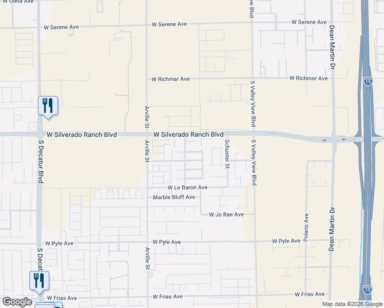 map of restaurants, bars, coffee shops, grocery stores, and more near 4175 Blue Quail Court in Las Vegas