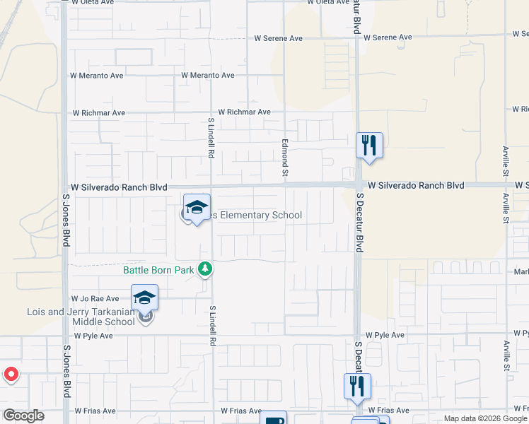 map of restaurants, bars, coffee shops, grocery stores, and more near 5295 Ledgewood Creek Avenue in Las Vegas