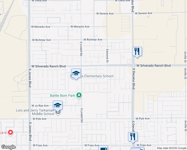 map of restaurants, bars, coffee shops, grocery stores, and more near 5397 Ledgewood Creek Avenue in Las Vegas
