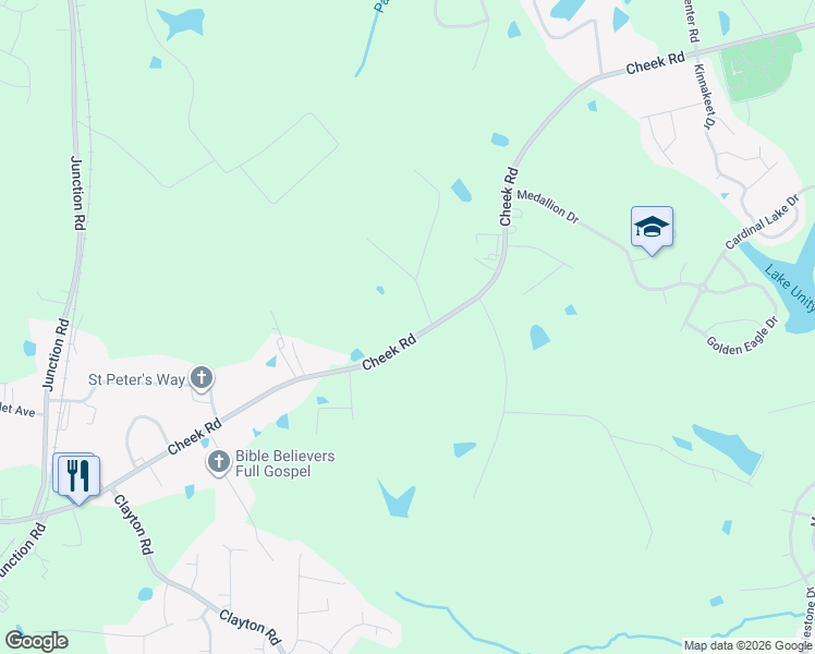 map of restaurants, bars, coffee shops, grocery stores, and more near 3149 Cheek Road in Durham