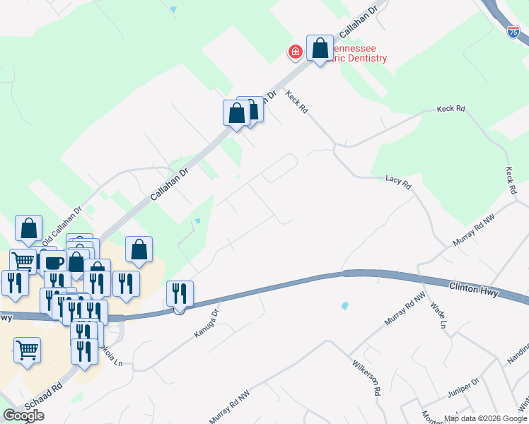 map of restaurants, bars, coffee shops, grocery stores, and more near 1603 Cherrybrook Drive in Knoxville