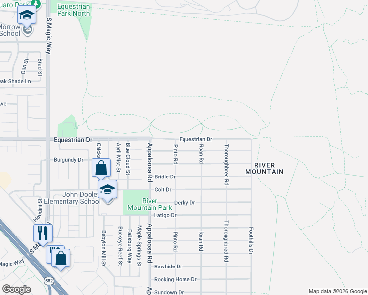 map of restaurants, bars, coffee shops, grocery stores, and more near 1570 Albino Drive in Henderson
