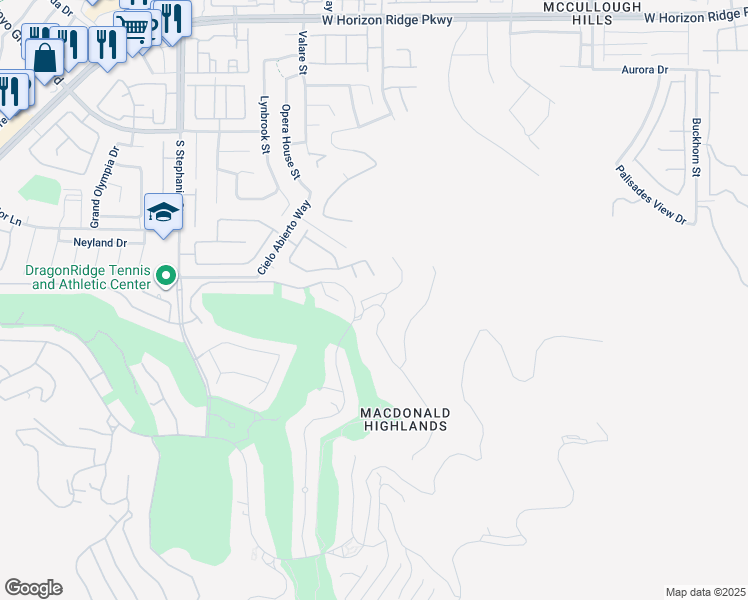map of restaurants, bars, coffee shops, grocery stores, and more near 1236 Starview Peak Court in Henderson