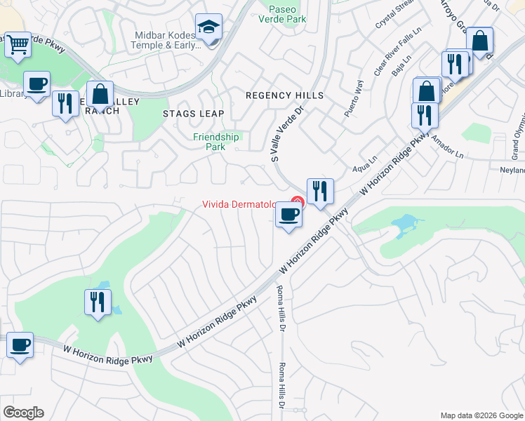 map of restaurants, bars, coffee shops, grocery stores, and more near 1995 Poppywood Avenue in Henderson