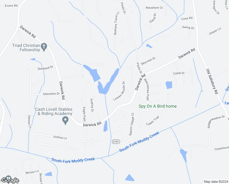 map of restaurants, bars, coffee shops, grocery stores, and more near 4630 Lauren Woods Court in Winston-Salem