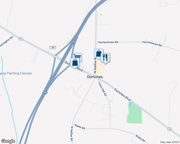 map of restaurants, bars, coffee shops, grocery stores, and more near 4965 Dortches Boulevard in Rocky Mount