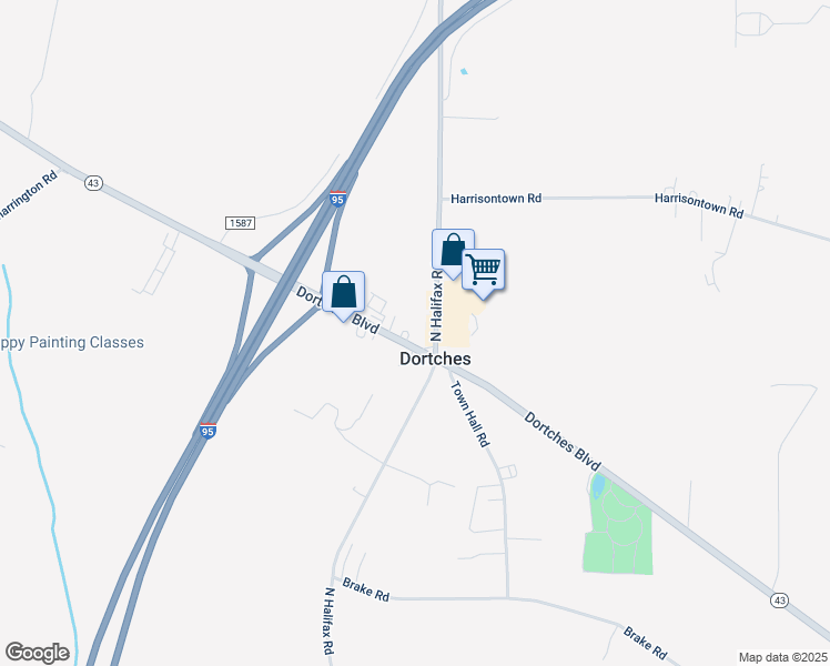map of restaurants, bars, coffee shops, grocery stores, and more near 4965 Dortches Boulevard in Rocky Mount