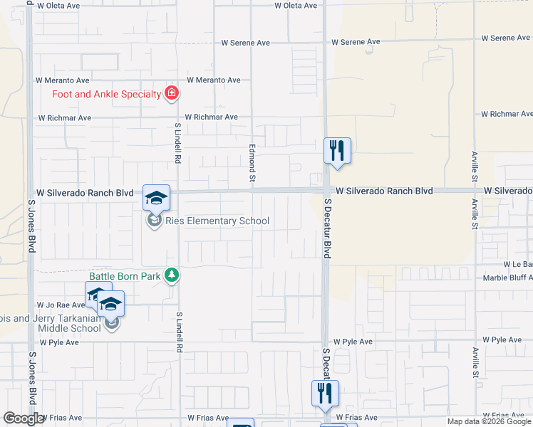 map of restaurants, bars, coffee shops, grocery stores, and more near 9771 Panther Hollow Street in Las Vegas